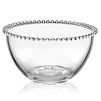 Fitz and Floyd Beaded Glass Fruit Serve Salad Bowl, 8.25 Inch, Clear