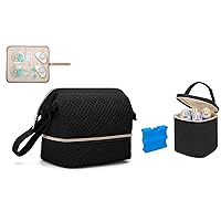 Fasrom Wearable Pump Carrying Bag Bundle with Insulated Baby Bottle Cooler Bag with Ice Pack Fits 4 Large Baby Bottles up to 9 Ounce