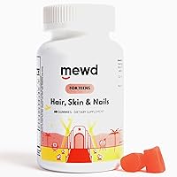 MEWD Teen and Kids Daily Multivitamin Gummy with Hair, Skin & Nails Strengthener Formula - Chewable Vitamin Supplements with Biotin,Zinc,Vitamins A, B, & D3 for Girls & Boys, 60, Made in USA