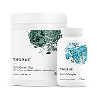 THORNE Energy Bundle - Daily Greens Plus & Basic B Complex - Promotes Cellular Energy and Physical Endurance - 30 Servings