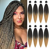 Braiding Hair 16 Inch, 8 Packs Professional Braid Hair, Natural Synthetic Crochet Braids, Soft Hair Extension, Hot Water Setting (16 Inch (Pack of 8), T1B/27)