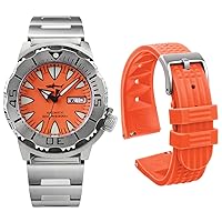 Heimdallr Watches for Men, NH36A Automatic Wristwatch 200M Diving Watch with Fast Release Rubber Waffle Watch Band