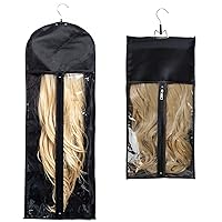 Hair Extension Holder Wig Storage Bag with Hanger Hairpieces Ponytail Bundles Storage Carrier Case for Store Style Hair Travel Hair Extensions Bag