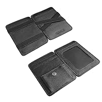 Leather Magic Wallet (Black) - Slim Unisex Wallet with Coin Pocket & ID Card Slot for Men & Women