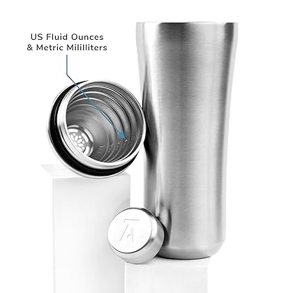 Elevated Craft Hybrid Cocktail Shaker - Premium Vacuum Insulated Stainless Steel Cocktail Shaker - Innovative Measuring System - Martini Shaker for the Home Bartender - 28oz Total Volume
