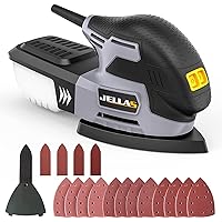 Electric Detail Sander, 220W Compact Sander Machine for Wood, 13,000 RPM Sanders with Dust Collection, 16PCS Sandpapers, Finger Sanding Attachment and Sanding Pad Included, MS220T