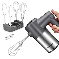 Cordless Hand Mixer with Digital Display 7 Speed Rechargeable Hand Mixer for Cookies Wireless with Stand, Type-C Charging Cable 2 Flat Beaters and 2 Net Whisk Include
