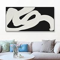 HOLEILUCK Large Black Canvas Wall Art Black and White Abstract Painting Canvas Painting Modern Home Living Room Wall Decoration 70x170cm/28x67in With-Black-Frame