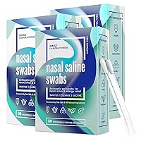 BASE LABORATORIES Saline Nasal Swabs | Nasal Saline Gel Swabs | Soothing & Cleansing Irrigation Swabs for Dry Irritated Nose Passages -Nasal Spray Rinse | Instant Allergy & Sinus Relief | 108PC