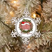 Pewter Snowflake Christmas Ornaments Seafood Holly Wreath Crab Christmas Tree Hanging Accessories Metal Collectible Keepsake Winter Decorations for Xmas Tree Window Door Holiday Party Wedding