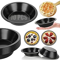 10 Pack Small Pie Pans 4 Inch, Carbon Steel Mini Pie Pans for Baking Nonstick Black Mini Pie Tins, Small Bakeware Set for Cake Bread Meat Dessert, Oven Safe & Dishwasher Safe