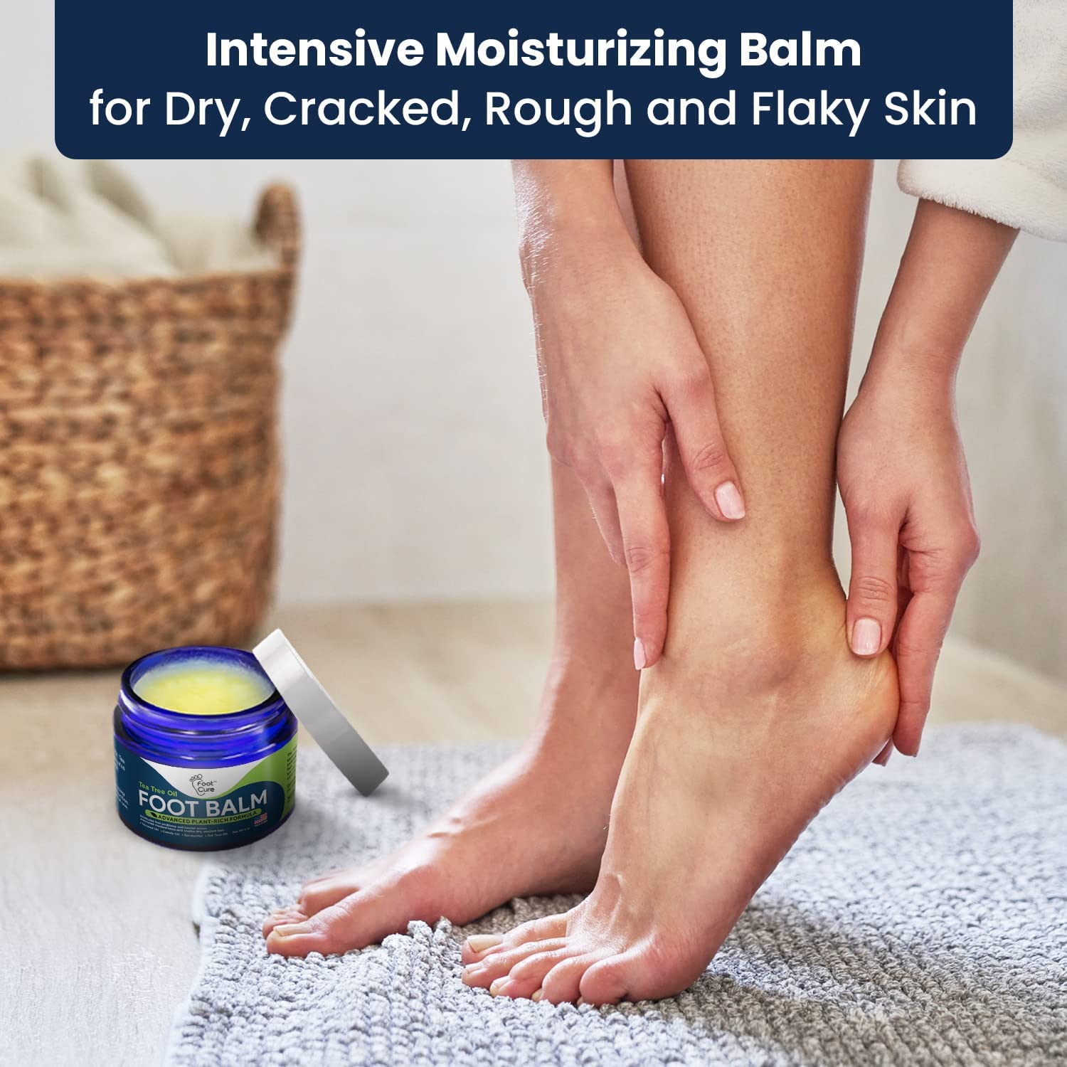 Tea Tree Oil Foot Balm - Soothing Moisturizer for Dry, Cracked Feet - Hydrating & Organic - 2oz - Made in USA