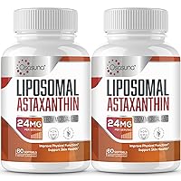 Liposomal Astaxanthin Supplement 24MG, Maximum Absorption, Antioxidant Stronger Than VIT C - Supports Immune System, Healthy Skin, Eye &Joint Health - 120 Softgels