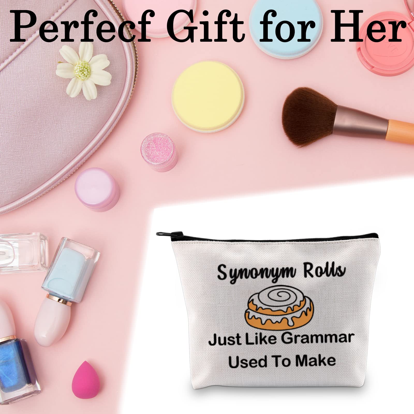 BLUPARK Funny Teacher Makeup Bag English Teacher Gift Synonym Rolls Just Like Grammar Used To Make Cosmetic Bag (Synonym Rolls)