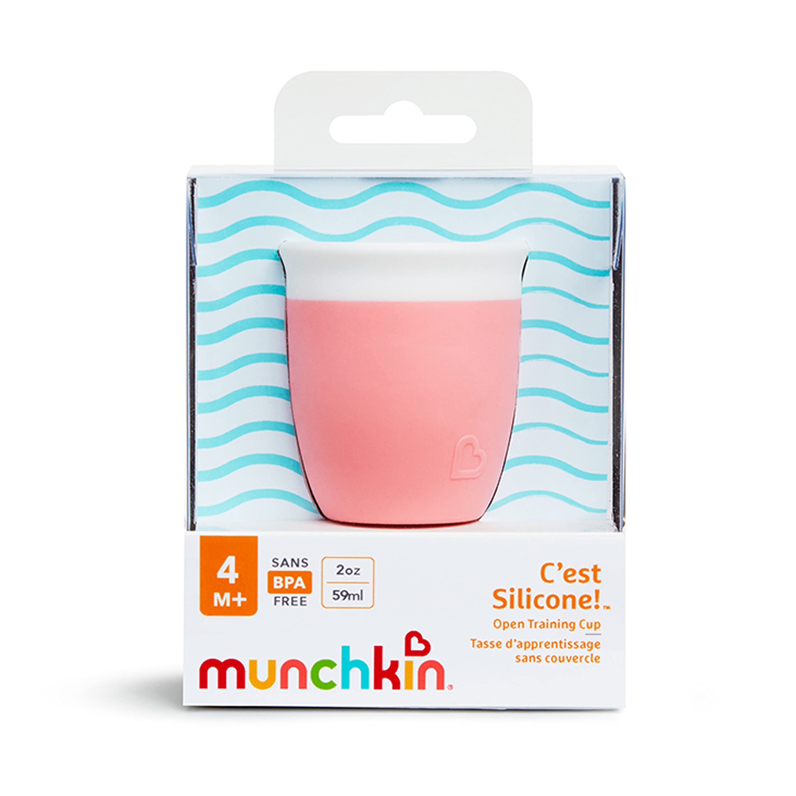Munchkin® C’est Silicone! Open Training Cup for Babies and Toddlers 4 Months+, 2 Ounce, Coral