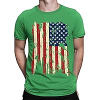 Fourth of July Shirt Patriotic T-Shirts Mens American Flag Printed Graphic Short Sleeve Casual Round Neck Top Summer Shirt