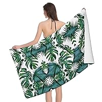 Green Banana Leaves Print Bath Towel,and Highly Absorbent for Shower, Quick Dry.Beach Accessories Essentials