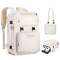 Maelstrom Travel Backpack for Women Men,25L Laptop Backpack Fits 17-Inch Laptop,Waterproof Carry On Backpack for Airplanes with Detachable Crossbody Bag&Shoe Compartment,Beige, Medium
