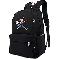 Anime Backpack Nylon Black Book Bag Luffy Printed School Bag