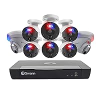Swann Home Security Camera System w/ 2TB HDD, 16 Channel 8 Cam, POE Cat5e NVR 4K HD Video, Indoor Outdoor Wired Surveillance CCTV, Color Night Vision, Heat Motion Detection, Flashing LED, 1689806B2D