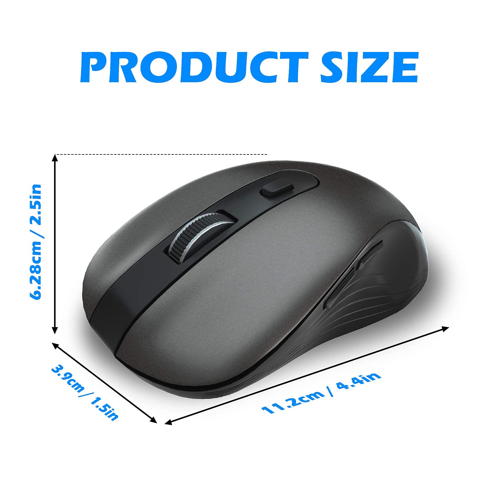TNBIU Wireless Mouse, 2.4G 4000DPI Ergonomics Cordless Mouse with USB Receiver, Finger Rest, 5 Adjustable DPI Levels, Mobile USB Mice for Chromebook Notebook MacBook Laptop Computer