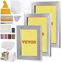 VEVOR Screen Printing Kit, 3 Pieces Aluminum Silk Screen Printing Frames 6x10/8x12/10x14inch 110 Count Mesh, 5 Glitters and Screen Printing Squeegees and Transparency Films for T-Shirts DIY Printing