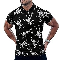 Bone Pattern Men's Golf Polo-Shirt Short Sleeve Jersey Tees Casual Tennis Tops XL
