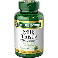 Milk Thistle Capsules for Liver Support, Herbal Supplement, 250 mg per Serving, 200 Count