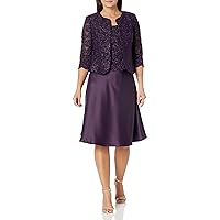 Alex Evenings Women's Tea Length Mock Dress with Sequin Jacket (Petite and Regular Sizes)