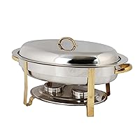 Excellanté Stainless Steel 6 Quart Gold Accented Oval Chafer