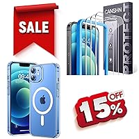 CANSHN Magnetic Designed for iPhone 12/12 Pro Case Clear + 3 Pack Screen Protector for iPhone 12 and iPhone 12 Pro Tempered Glass with Easy Installation Frame - 6.1 Inch