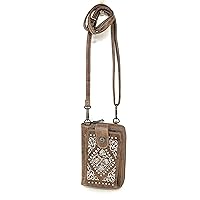 Western Style Small Concho Buckle Floral Crossbody Cell Phone Purses Handbags with Coin Pocket in 3 colors