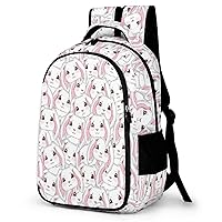 Cute Rabbit Pattern Backpack Double Deck Laptop Bag Casual Travel Daypack for Men Women