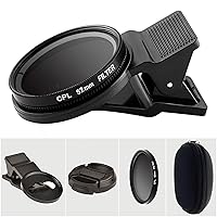 52mm CPL Phone Camera Lens, Universal Phone Camera Polarizer Filter Clip-On Mobile Polarizer Lens, Polarized Phone Camera Lens Compatible with Most Mobilephone Models