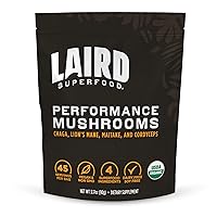 Laird Superfood Organic Performance Mushroom Blend with Chaga, Cordyceps, Lion's Mane and Maitake for Energy and Cognition, 3.17 oz. Bag, Pack of 1