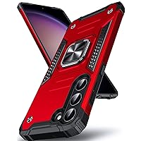DASFOND Galaxy S23 Plus Case, Military Grade Shockproof Protective Phone Case Cover with Enhanced Metal Ring Kickstand [Support Magnet Mount] Compatible with Samsung Galaxy S23 Plus, Red