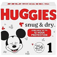 Huggies Size 1 Diapers, Snug & Dry Newborn Diapers, Size 1 (8-14 lbs), 256 Ct (4 packs of 64), Packaging May Vary