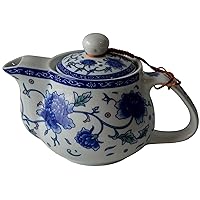 Teapot 500ml Blue White Peony Flower Porcelain Kettle Stainless Infuser (Mudan Flower 500ml)