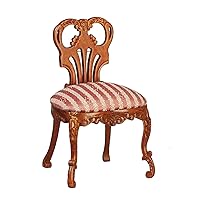 Dollhouse Belter Side Chair Regency Pink & Walnut JBM Dining Room Furniture