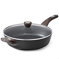SENSARTE Nonstick Deep Frying Pan, 12 Inch Large Skillet Pan, Induction Cookware, 5Qt Non Stick Saute Pan with Lid, Non Toxic Cooking Pan with Helper Handle, Healthy, PFOA PFOS APEO Free, Black
