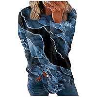 Long Sleeve Shirts for Women Crewneck Blouse Casual Trendy Shirt Printed Pullover Loose Fit Sweater Tops Sweatshirts