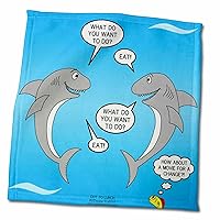 3dRose Shark Activities - What Sharks Like to do - eat - Towels (twl-325692-3)
