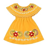 Toddler Kids Girls Mexican Dress Traditional Embroidered Floral Ethnic Wear Birthday Outfit Halloween Cosplay Costume