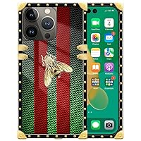 DAIZAG Case Compatible with iPhone 14 Pro Max,Red Green Golden Bee 14 Pro Max for Girls,Square Fully Protected Reinforced Corners Design Soft TPU Case Compatible with iPhone 14 Pro Max 6.7-inch