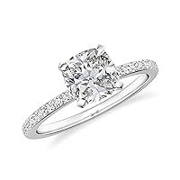 Natural Diamond Cushion Solitaire Ring for Women Girls in Sterling Silver / 14K Solid Gold/Platinum