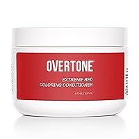 oVertone Haircare Color Depositing Conditioner - 8 oz Semi-permanent Hair Color Conditioner With Shea Butter & Coconut Oil - Extreme Silver Temporary Cruelty-Free Hair Color (Extreme Red)