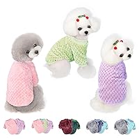 Dog Sweater, 3 Pack Dog Sweaters for Small Medium Dogs or Cat, Warm Soft Flannel Pet Clothes for Dogs Girl or Boy, Dog Shirt Coat Jacket (Large, Pink+Purple+Light Green)