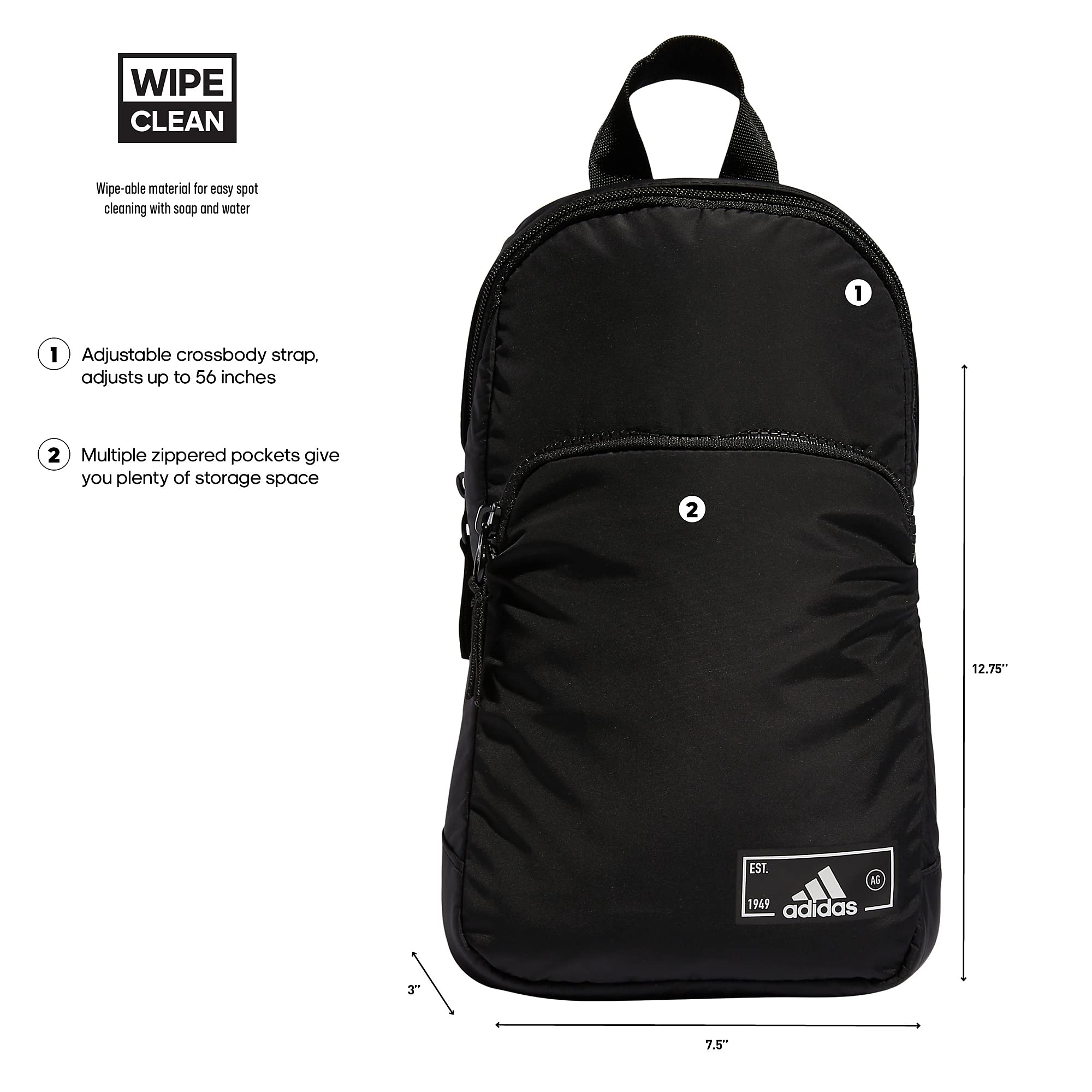 adidas Essentials 2 Sling Crossbody Bag, Black, One Size