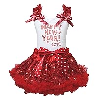 Petitebella Happy New Year 2016 Dress White Shirt Red Sequins Skirt Set Girl Clothing 1-8y