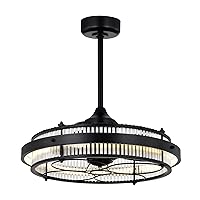 Warehouse of Tiffany Daciana 28 Inch Matte Black Finished Glam LED Ceiling Fandelier, Large (DL05P01MB)